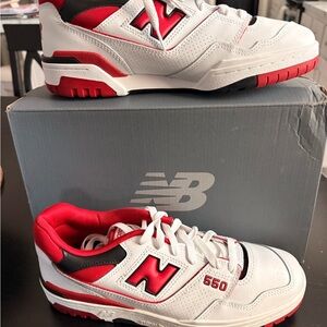 New Balance White and Red Sneakers with Ortholite Insole